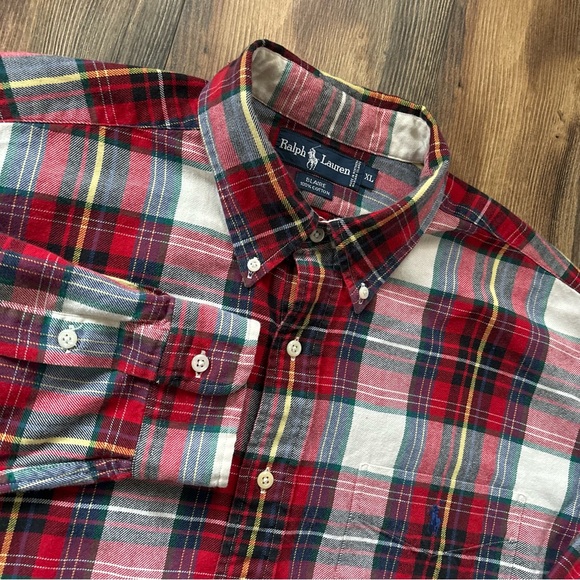 Ralph Lauren Blaire Long Sleeve Button Down Shirt, Red‎ Plaid, Men’s Size XL - Picture 1 of 8